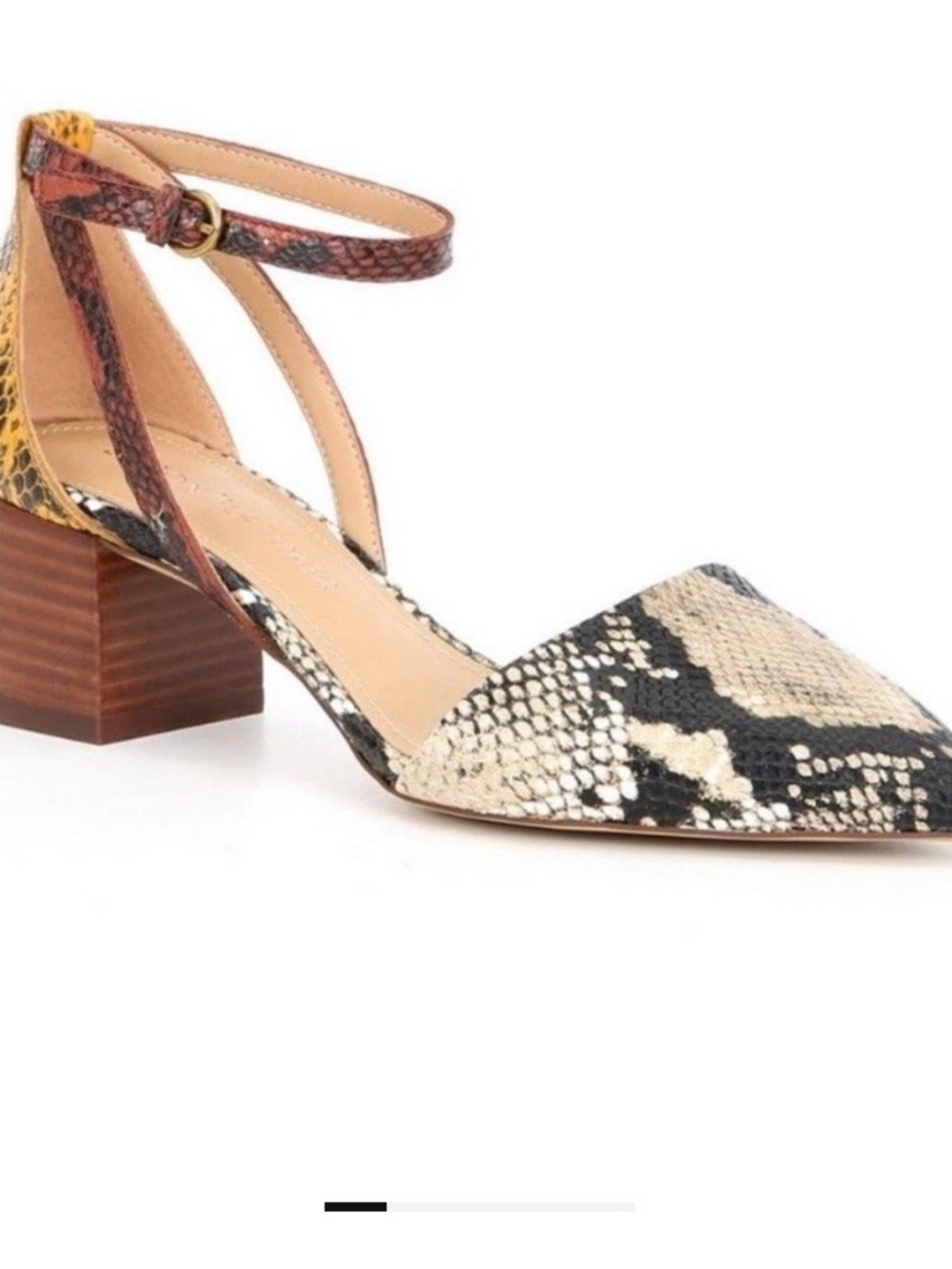 Gibson Latimer Snake-Print Pointed 2 1/2 in. Block Heel in Black, Cream, Brown